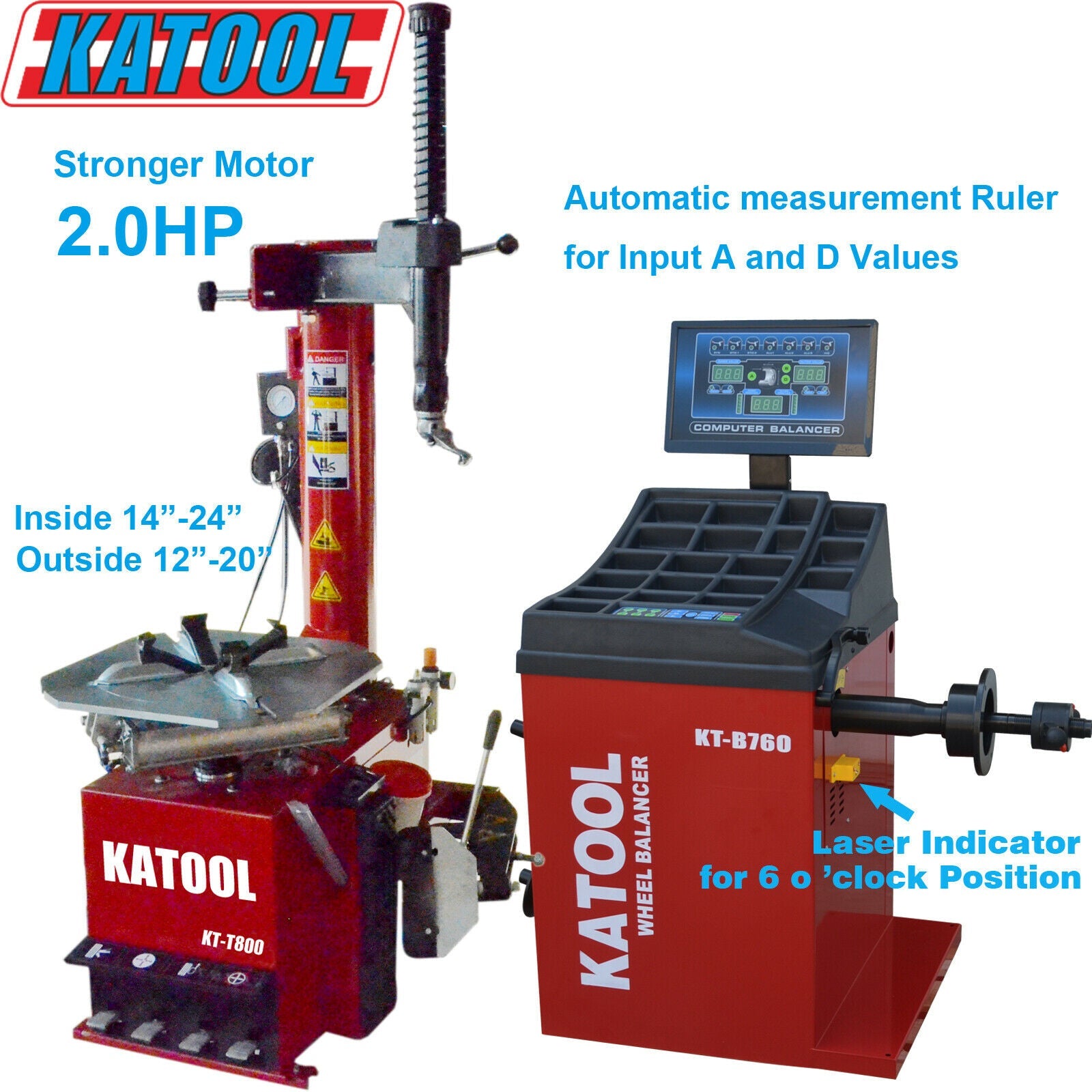 KATOOL KT-T800 Tire Changer & KT-B760 Wheel Balancer Combo