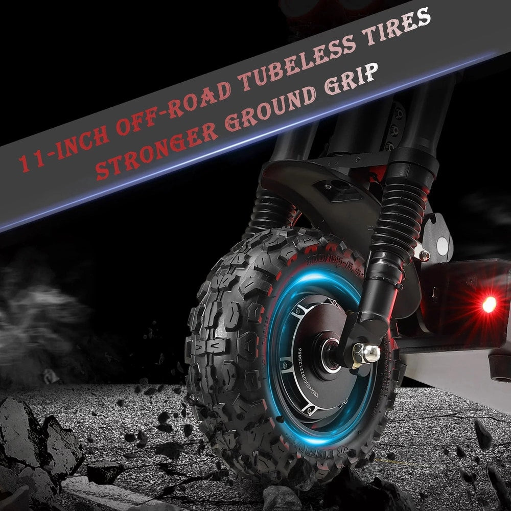 72V 6000W Electric Scooter Adults, up to 55 MPH, 11" Wheel Tubeless off Road Tire, Hydraulic Suspension, Foldable Escooter with Seat