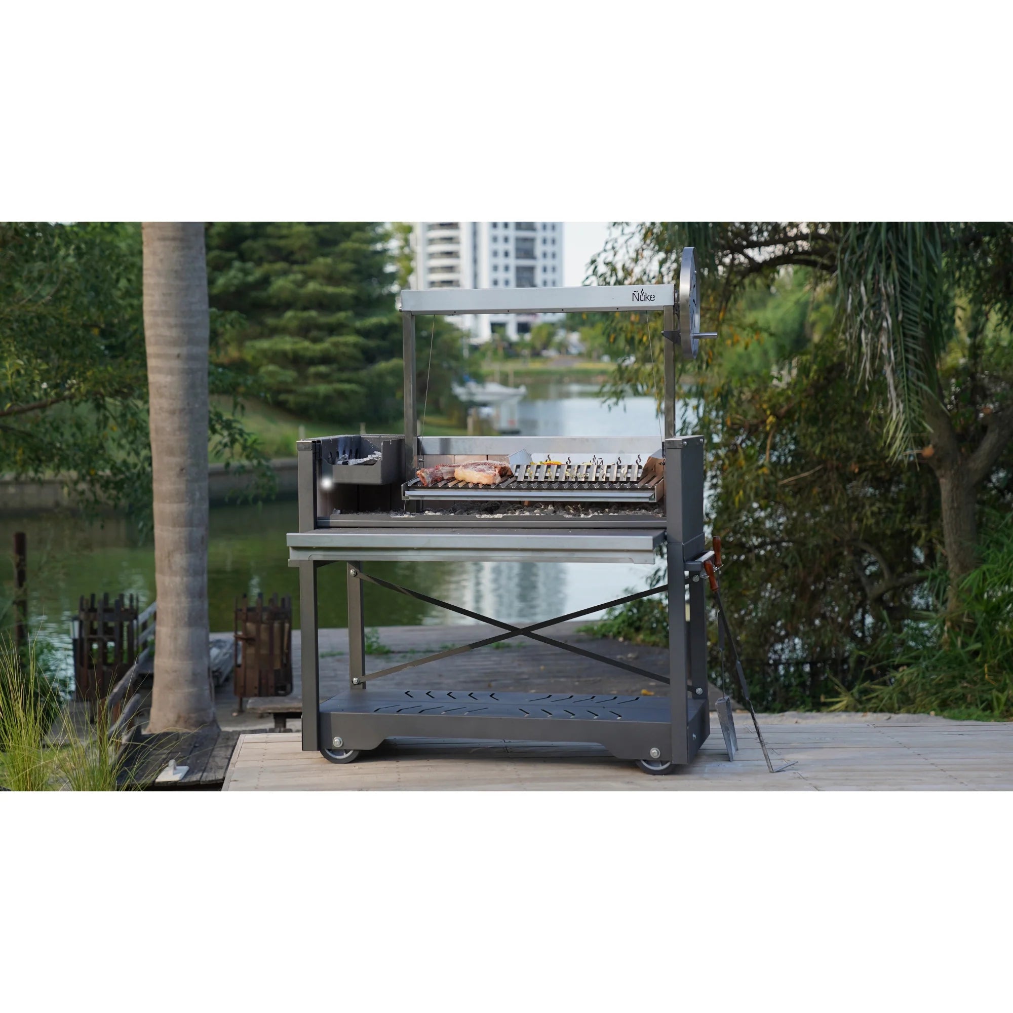 Nuke Puma Freestanding Argentine Charcoal Grill with Santa Maria System