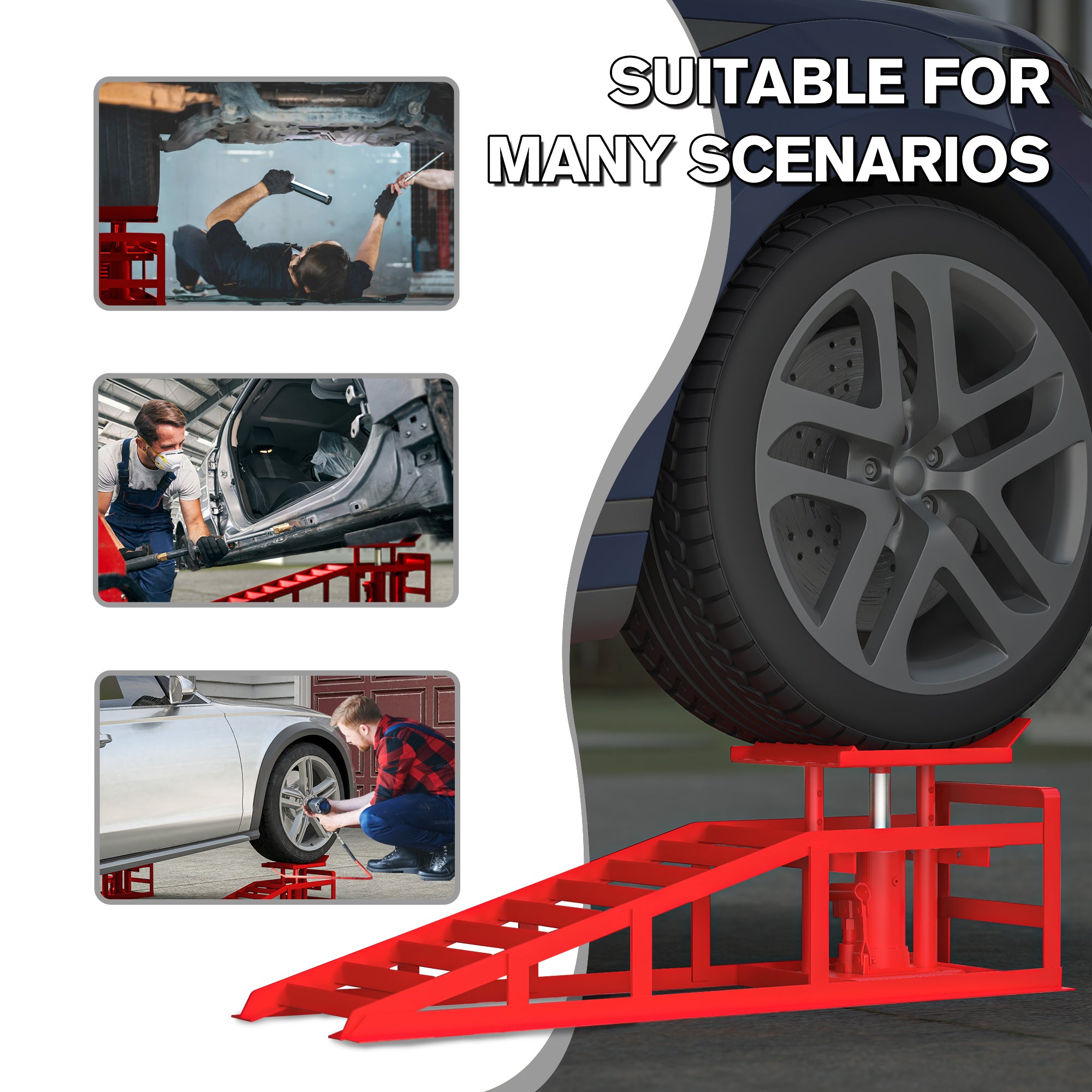 2 Pack Hydraulic Car Ramps 5T 11000Lbs Low Profile Car Lift Service Ramps Truck Trailer Garage,Height Hydraulic Vehicle Ramps