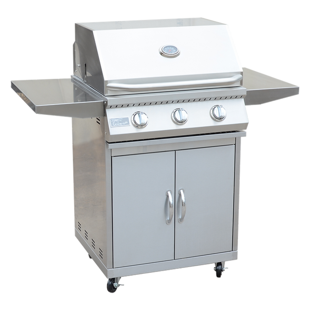 KoKoMo 26” BBQ Grill with 3-Burner Stainless Steel Cart – Freestanding