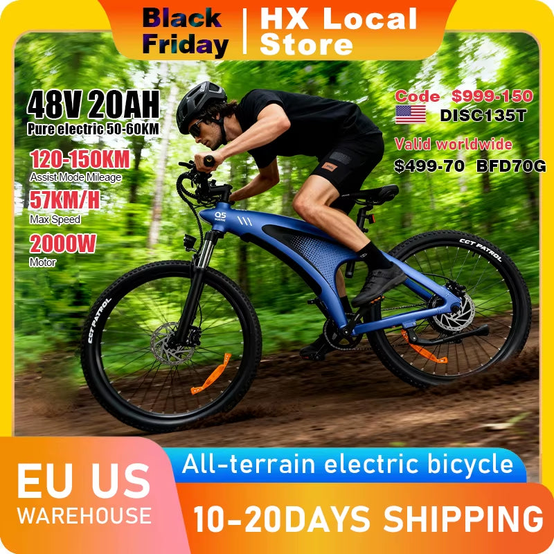 HUANCI Q5 Electric Bike Adult Electric Bicycle 48V 20AH Off-Road Electric Bikes E Bike Electric Bike Electric Bicycle