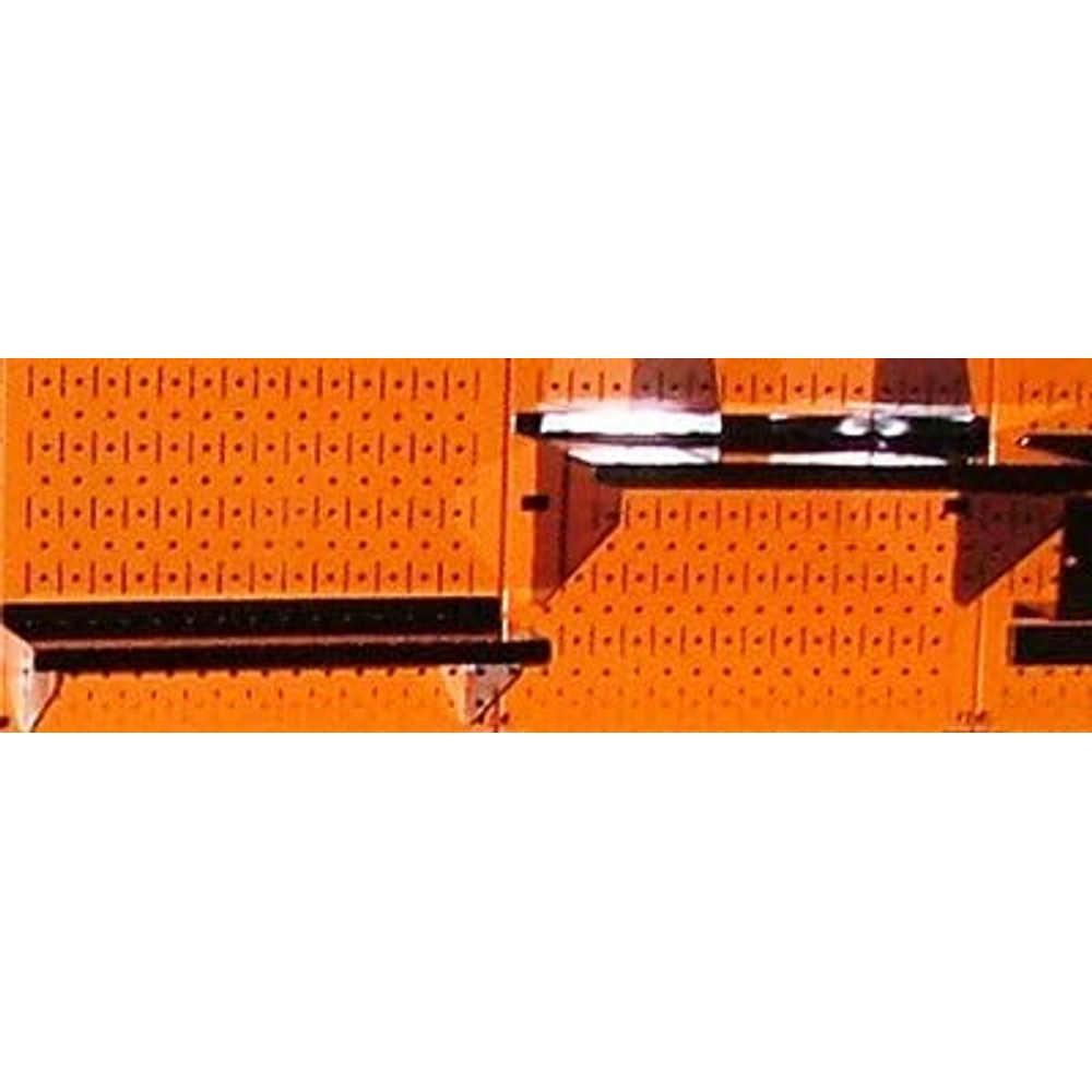 Wall Control 4 ft Metal Pegboard Standard Tool Storage Kit with Orange Toolboard and Black Accessories