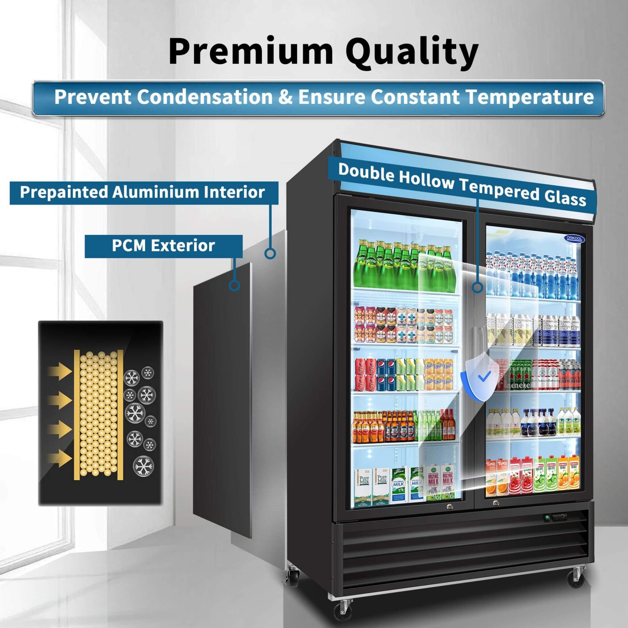 44.7 Cu.Ft Double-Door Commercial Display Merchandising Refrigerator