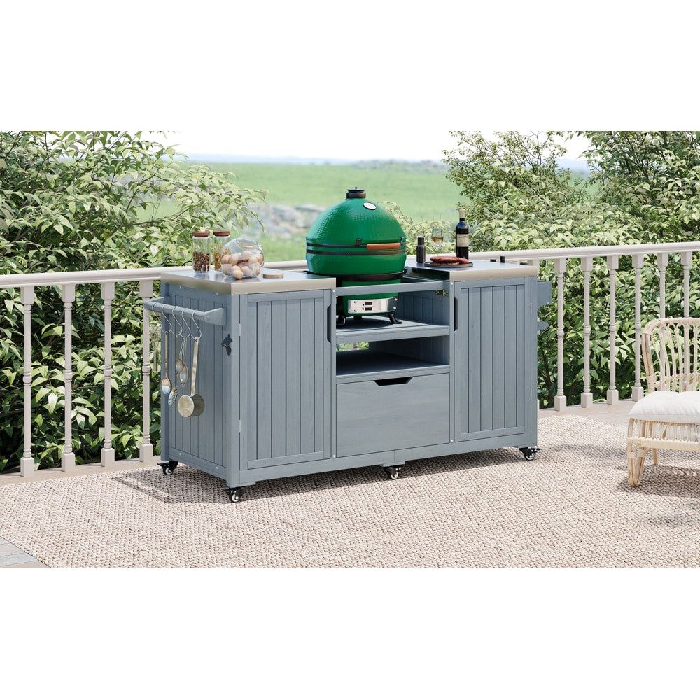 K&K 66.5" Outdoor Kitchen Island for Big Green Egg Grills