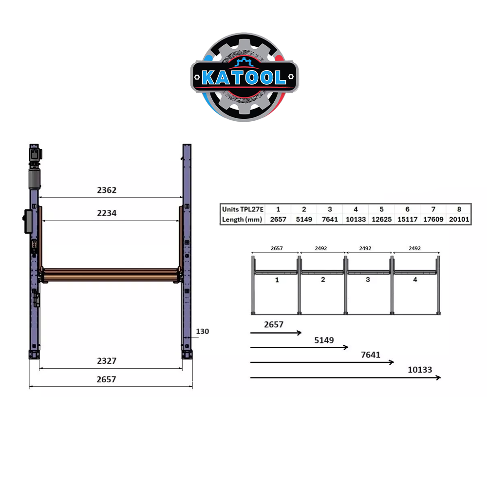 Katool KT-P2700 6,600lbs Two Post Parking Lift