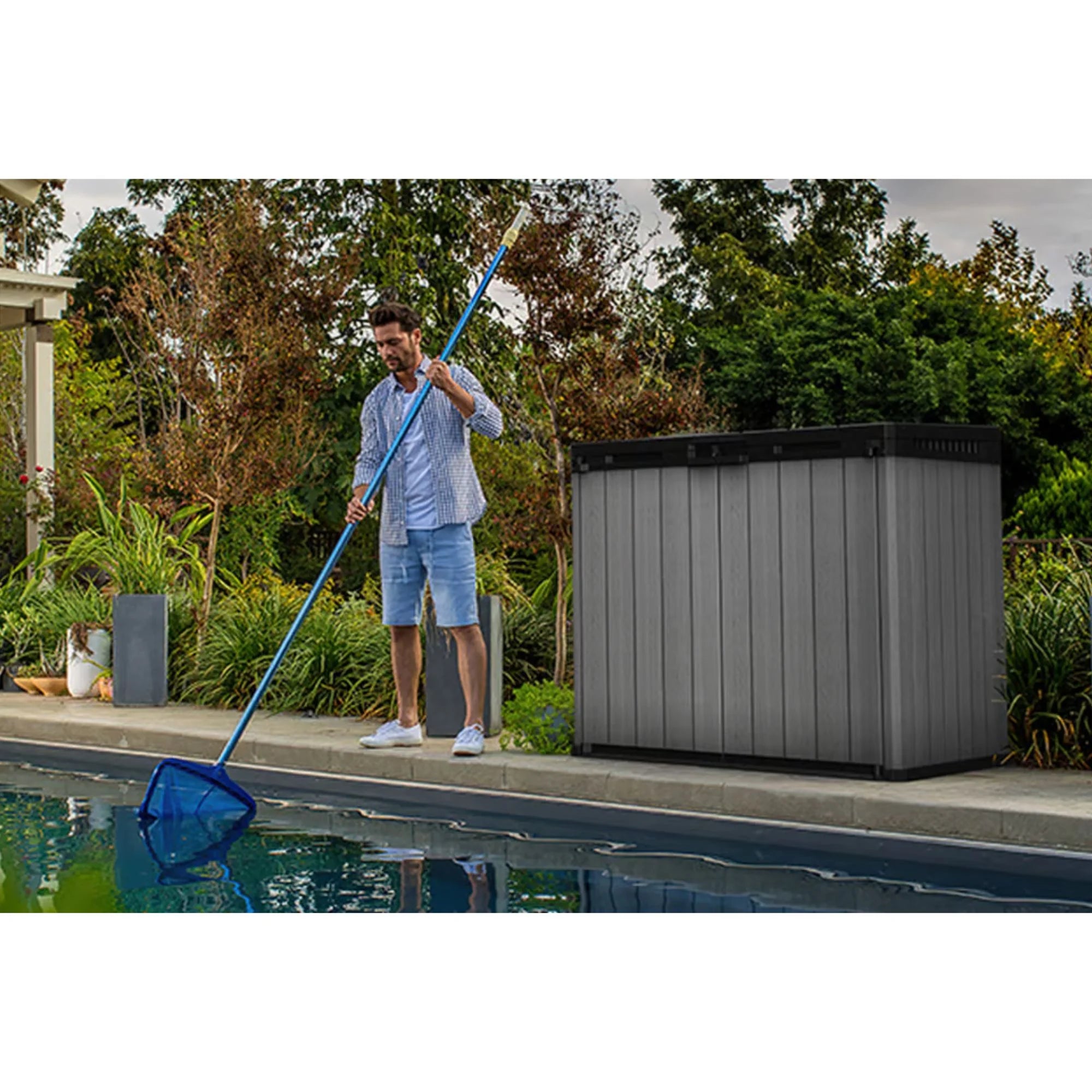 Outdoor Storage Shed, Durable Resin, Compact & Portable, Store-It-Out Darwin, Grey