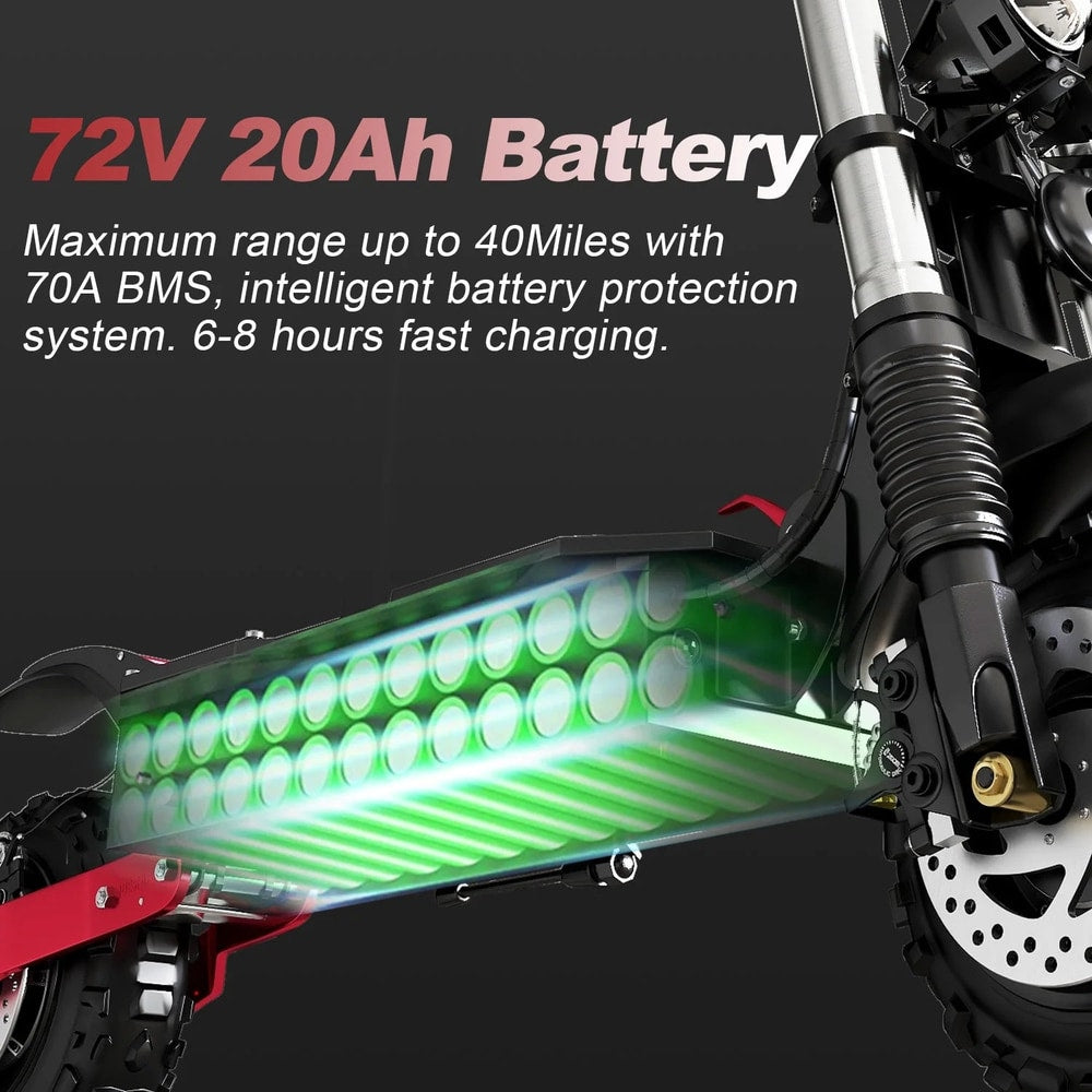 72V 6000W Electric Scooter Adults, up to 55 MPH, 11" Wheel Tubeless off Road Tire, Hydraulic Suspension, Foldable Escooter with Seat
