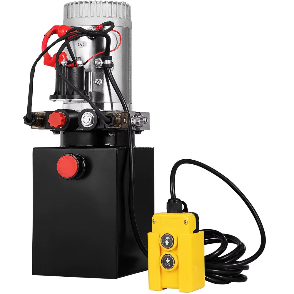 Car Jack Hydraulic Pump 12V DC Double Acting Power Unit 4 Quart Steel Oil Tank Dump Trailer Truck Car Lift Motor Pump
