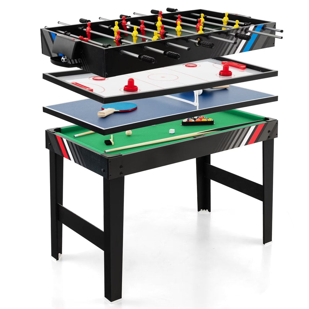 4-In-1 Combo Game Table 49" Foosball with Pool Billiards Air Hockey Table Tennis