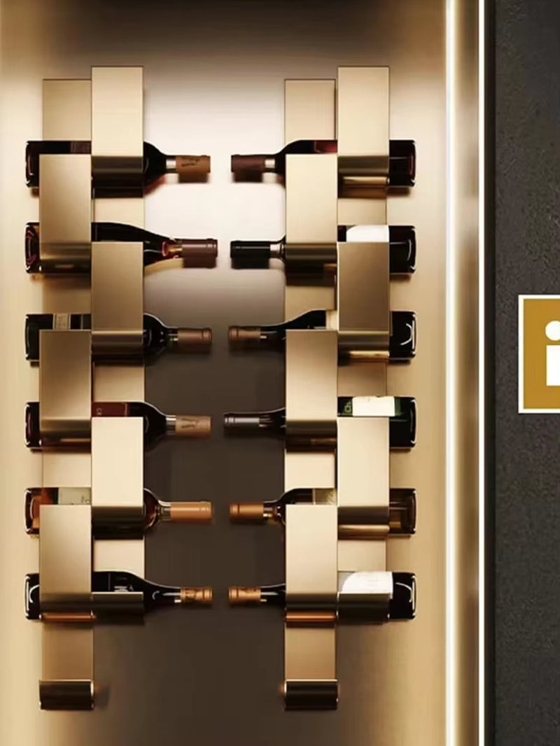 Wrought Iron Wall-Mounted Wine Rack Bar Bar Modern Simple Wine Rack Restaurant Wall-Mounted Creative Wine Display Rack