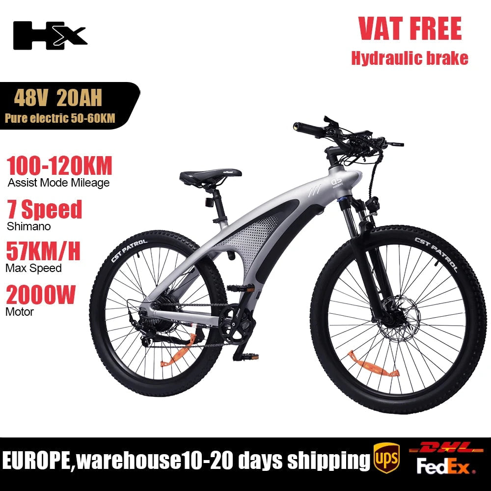 HX Q5 Ebike 2000W Adults Electric Bike 85Nm 57KM/H Electric Bicycle 27.5*2.25 Inch Removable Battery Electric Mountain Bike