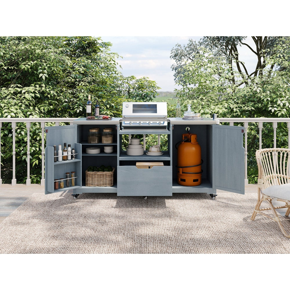 K&K 66.5" Outdoor Kitchen Island for Big Green Egg Grills