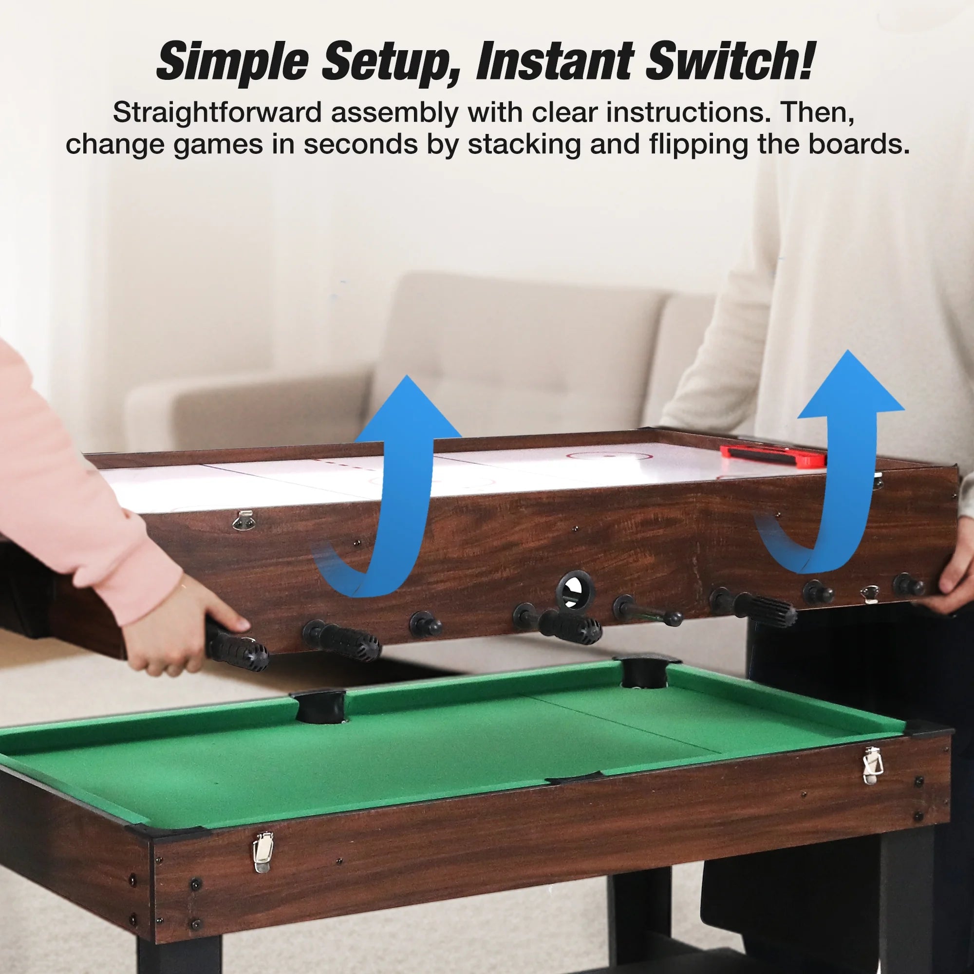 Mesa De Juego 3 En 1 Con Air Hockey, Foosball, Pool, Mesa De Juego Múltiple De 48'' Con Todos Los Accesorios Y Almacenamiento, Mesa De Juego Combinada Nivel Profesional Para Adultos Niños Sala De Juegos Familiar