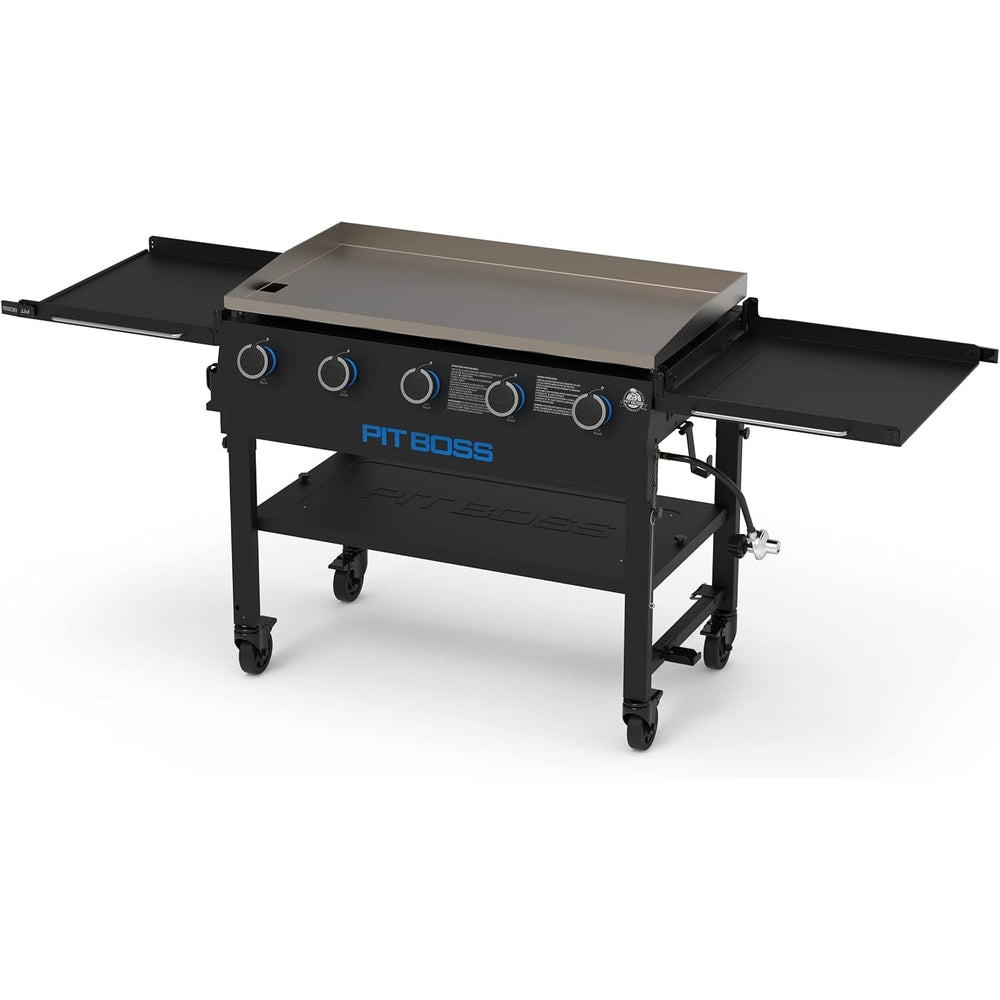 Pit Boss 11004 5-Burner with Folding Shelves Griddle, Black