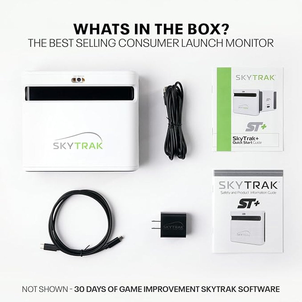 SkyTrak+ Launch Monitor and Golf Simulator - Tour-Level Golf Analysis with Dual Doppler Radar, Enhanced Camera, Real-time Gameplay Simulation, Wi-Fi, USB-C Charging