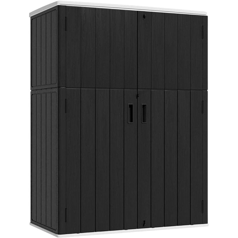 KINYING Outdoor Storage Shed,57 Cu.ft Vertical Outdoor Storage Cabinet Waterproof, Outdoor Resin Tool Shed for Patio Furniture, Garden Tools, Pool Accessories, Lawn Mower(Black Color)