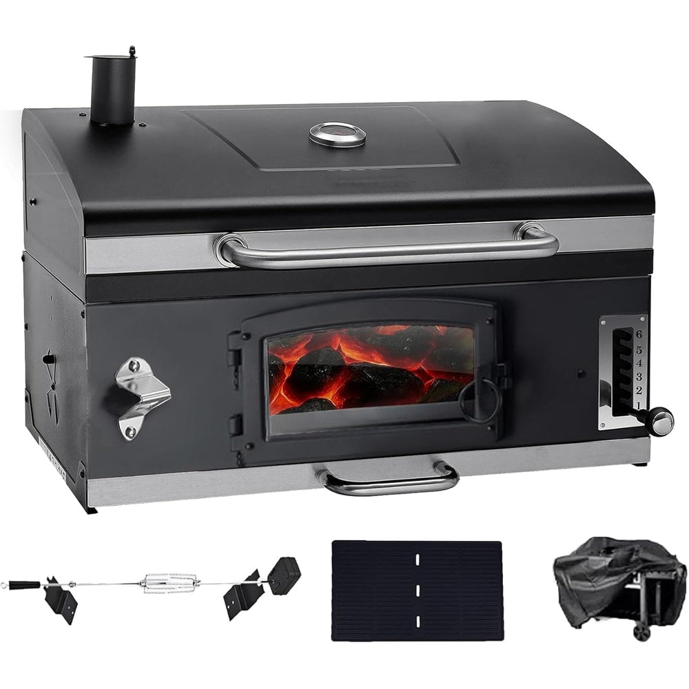 Built In Charcoal Grill, BBQ Grill with Oversize Cooking Area, Outdoor Cooking Grill with Charcoal Trays for Outdoor Backyard Camping Picnics, Patio and Parties