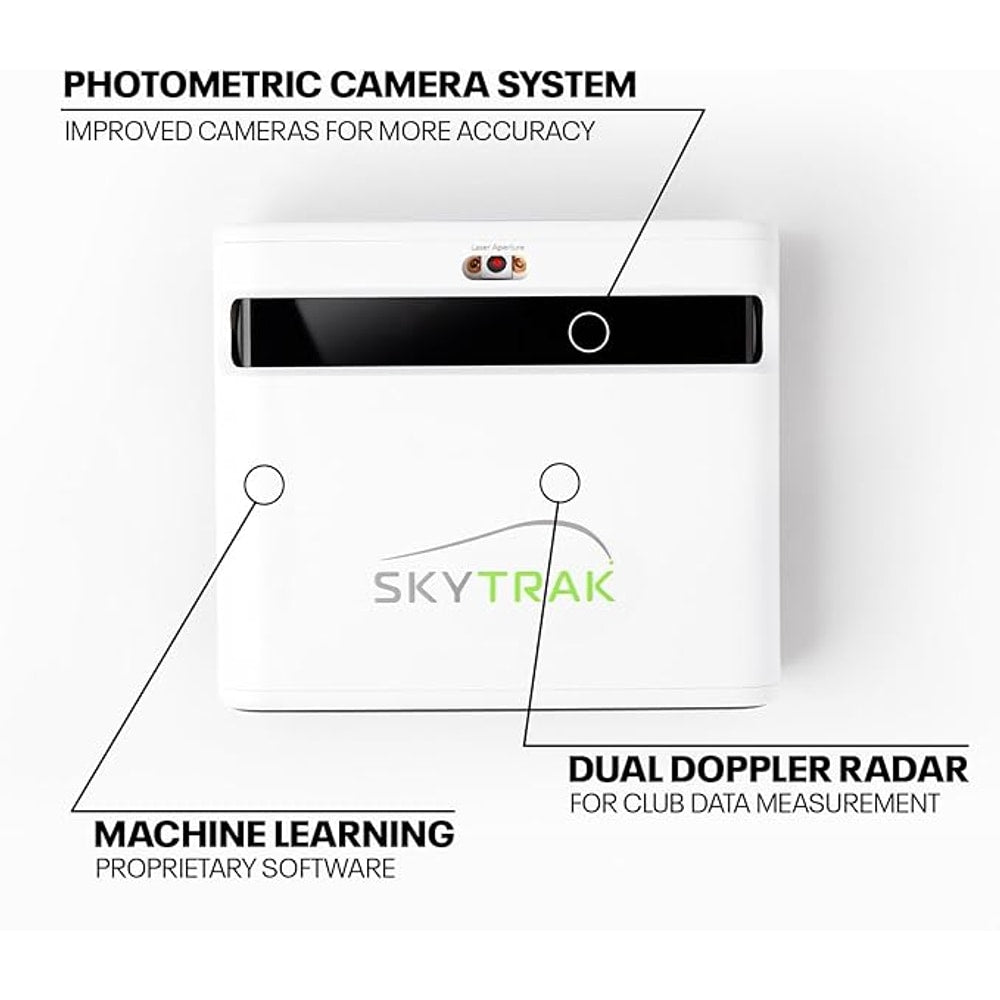 SkyTrak+ Launch Monitor and Golf Simulator - Tour-Level Golf Analysis with Dual Doppler Radar, Enhanced Camera, Real-time Gameplay Simulation, Wi-Fi, USB-C Charging