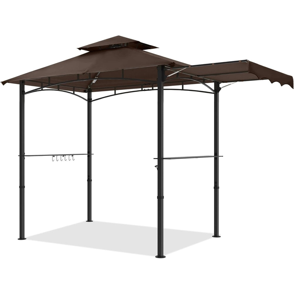 MASTERCANOPY 11 x 5 Grill Gazebo with Extra Side Awning Outdoor BBQ Gazebo with 2 LED Lights for Patio Party Backyard Picnic(Brown)
