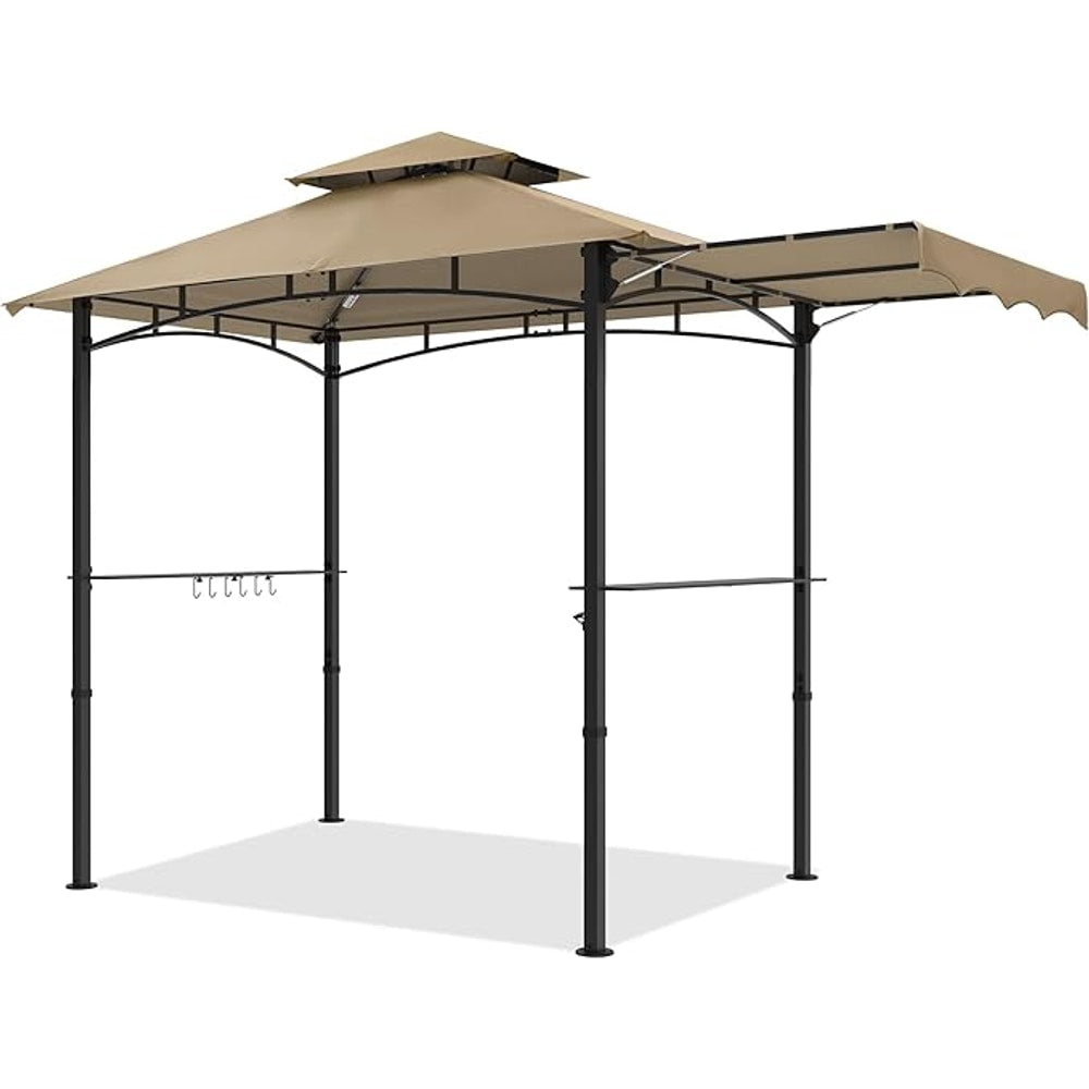 MASTERCANOPY 11 x 5 Grill Gazebo with Extra Side Awning Outdoor BBQ Gazebo with 2 LED Lights for Patio Party Backyard Picnic(Khaki)