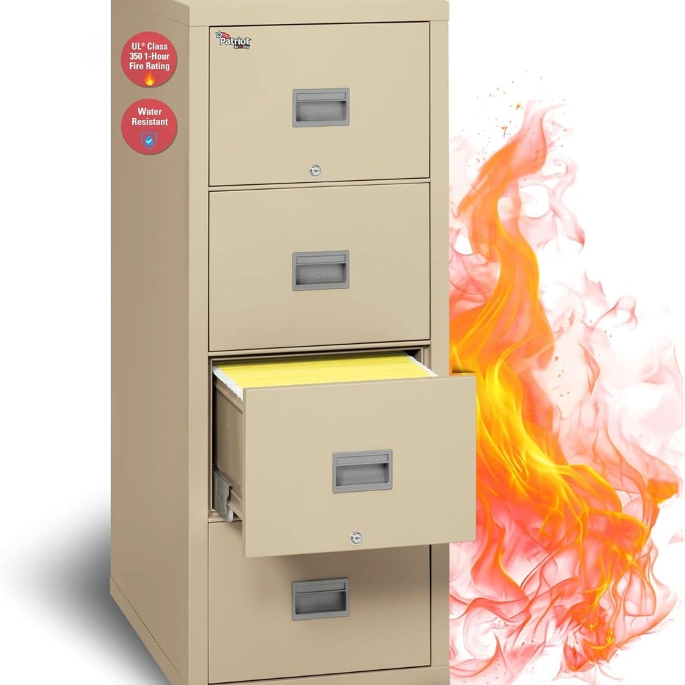 Patriot Vertical 4 Drawer Fire Safe File Cabinet 1 Hour Parchment