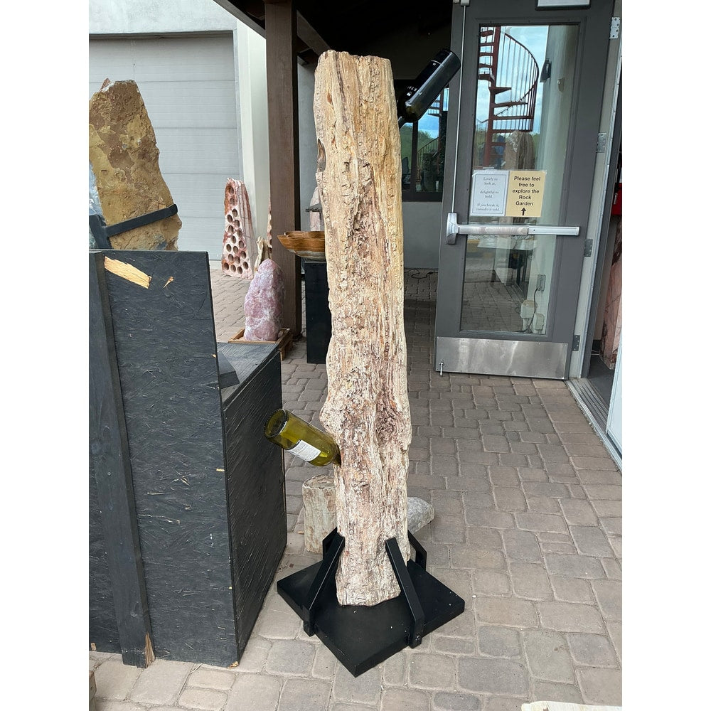Madagascar Petrified Wood Log Wine Holder with 9 Holes