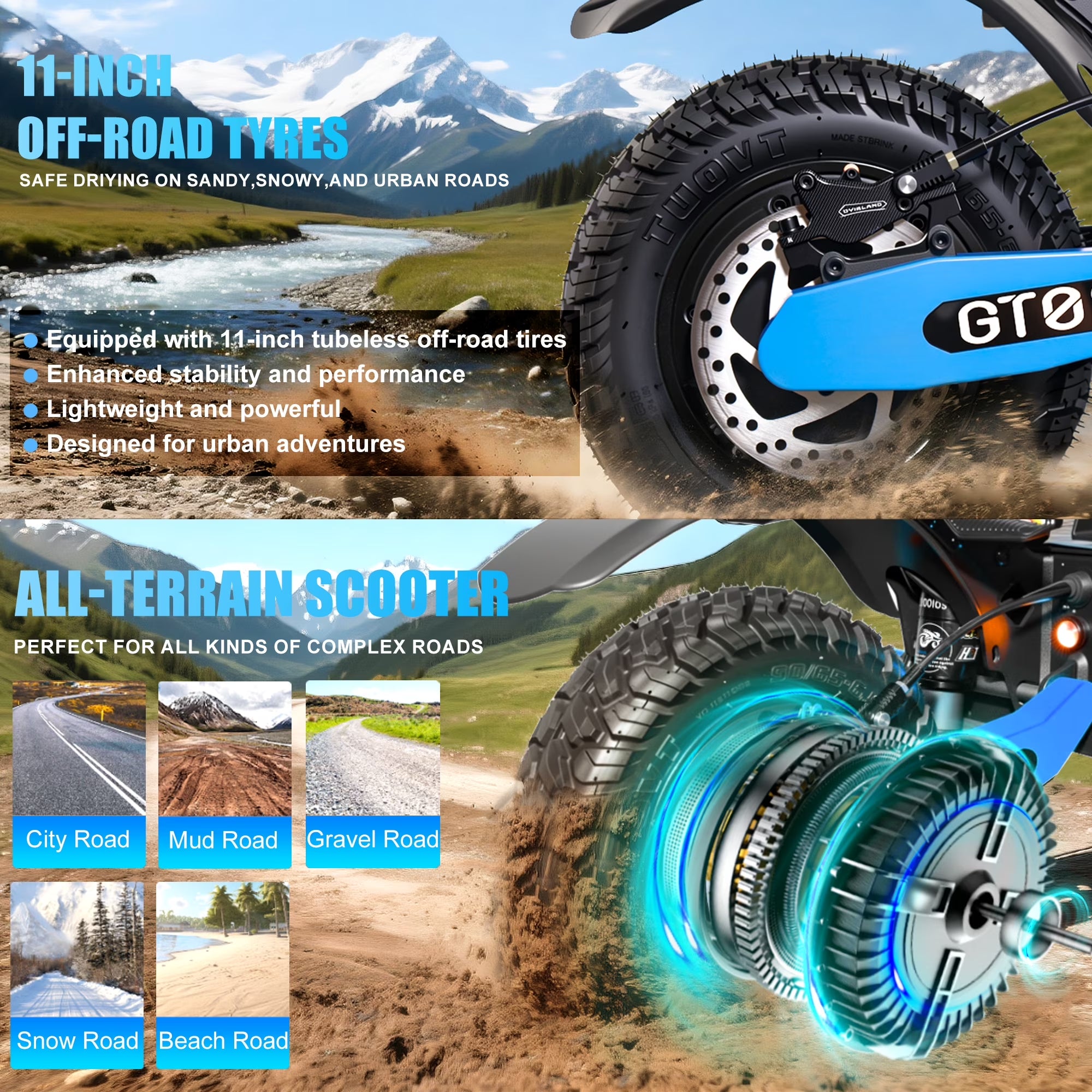 GT08 Electric Scooter for Adults,5600W Dual Motor Off-Road E-Scooter, 50 MPH Top Speed & 46 Miles Long Range, 11" Fat Tires Foldable Motorized Scooter, 60V 27AH UL2272