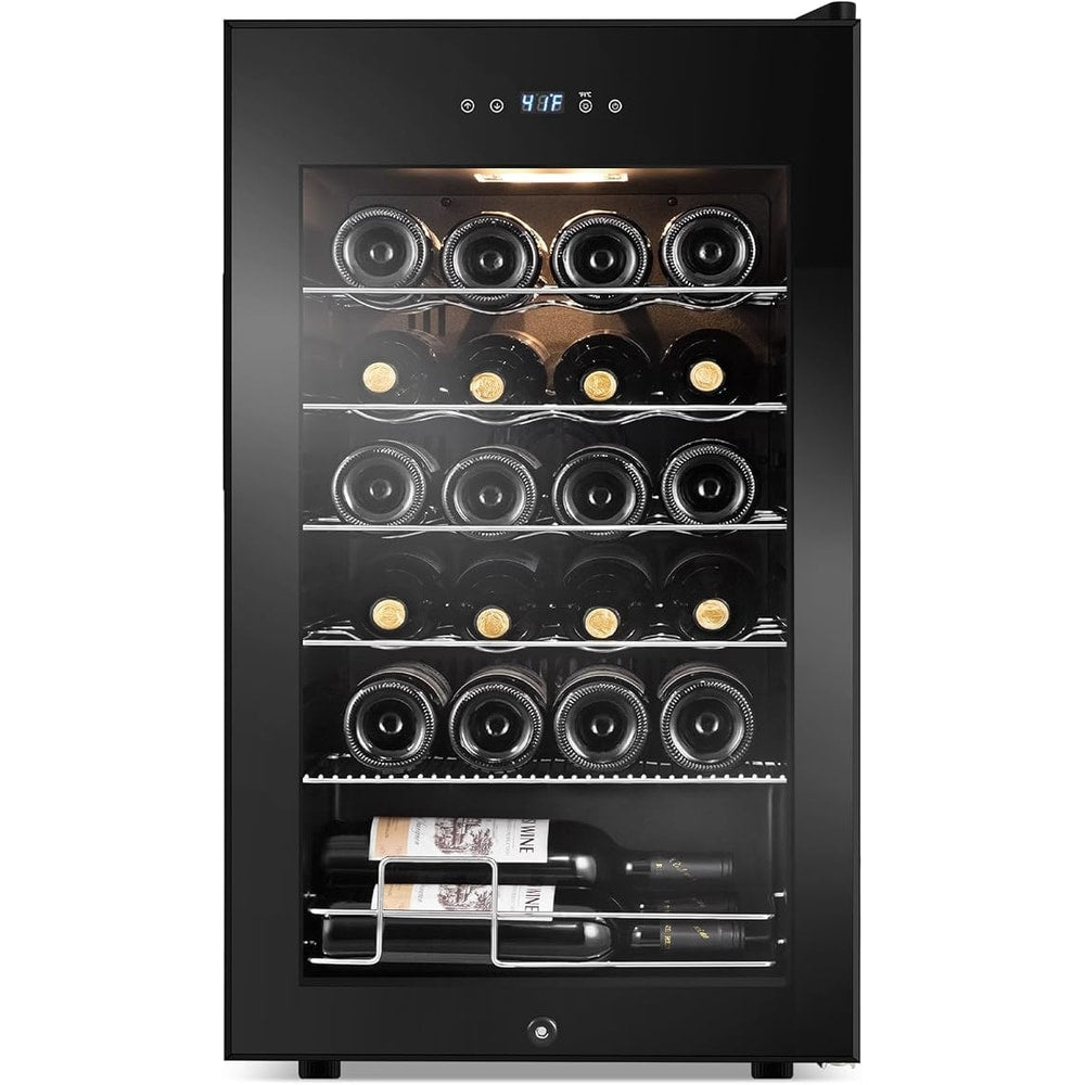 24 Bottles Wine Cooler Refrigerator, Small Wine Fridge Mini Wine Fridge Countertop with Glass Door Wine Cellars for Red Wine, Champagne, Dry White Wine, Sparkling Wines