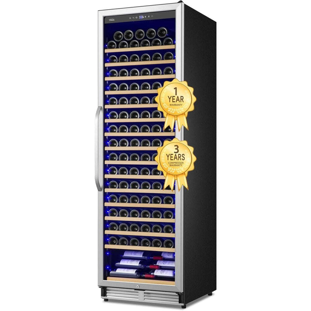 Upgraded 190 Bottles Wine Cooler Refrigerator,24 Inch Wide Wine Fridge with Professional Temperature Control System, Freestanding or Built-in installation, Quiet Operation