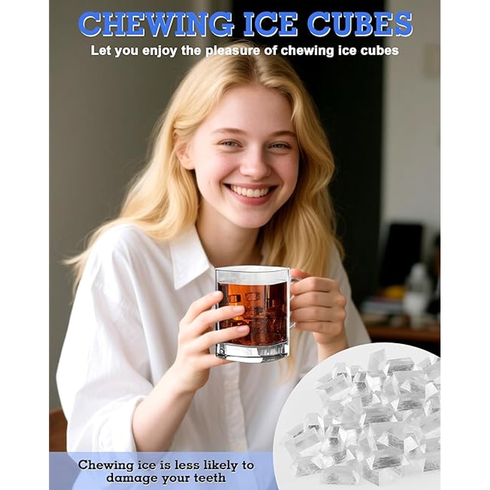 Nugget Ice Maker Machine 80LB/24H, Ice Makers Countertop 6 LB Ice Storage, Chewable Pellet, Ice Water, Self-Cleaning Function for Home/Office/Party/RV