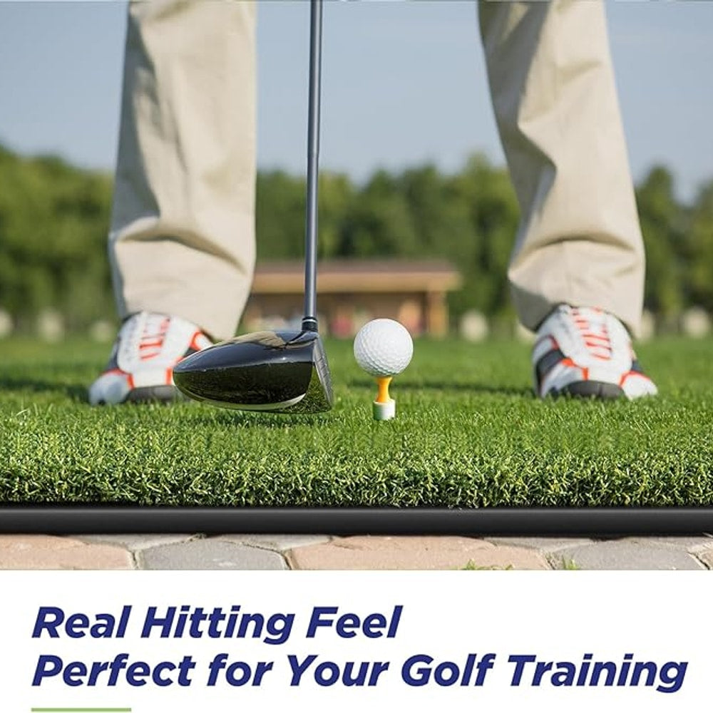 Golfguru Golf Mat, 5x4ft/5x5ft Dense Elite Golf Hitting Mats Practice with 10 Balls, 9 Tees, Heavy Duty Artificial Hitting Training Matt for Backyard Driving Chipping Indoor Outdoor Simulators