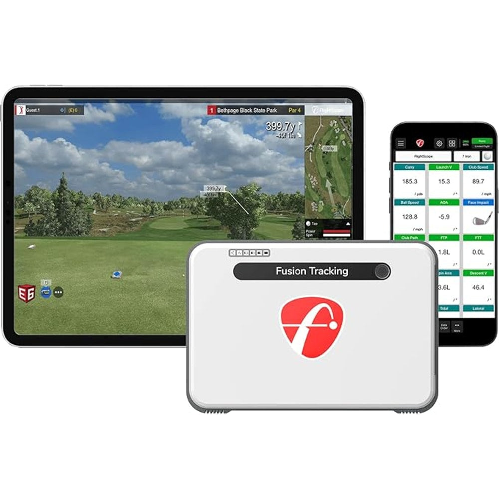 FlightScope Mevo+ GPS Launch Monitor and Golf Simulator | 20+ Swing Data Parameters with Multicam, 12 E6 Courses, 17 Practice Ranges and Games - for Indoor & Outdoor Use | Works with iOS and PC