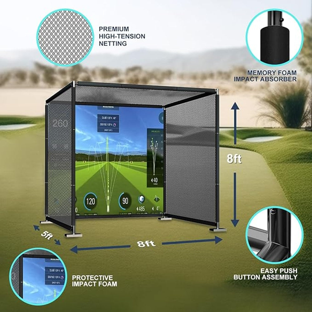 YUNIC Golf Driving Cage with Metal Frame - Choose Standard Hitting Target or Simulator Impact Screen