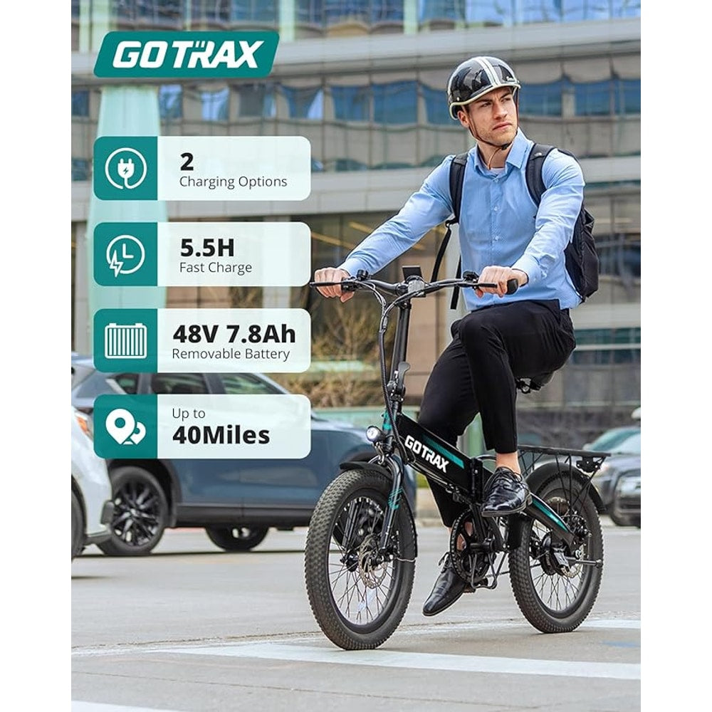 Gotrax 20" Folding Electric Bike with 40Miles (Pedal-assist1) by 48V Battery, 20Mph Power by Peak 500W, Adult Electric Bicycle with 5 Pedal-Assist Levels& LCD Display, Suitable for Commuting