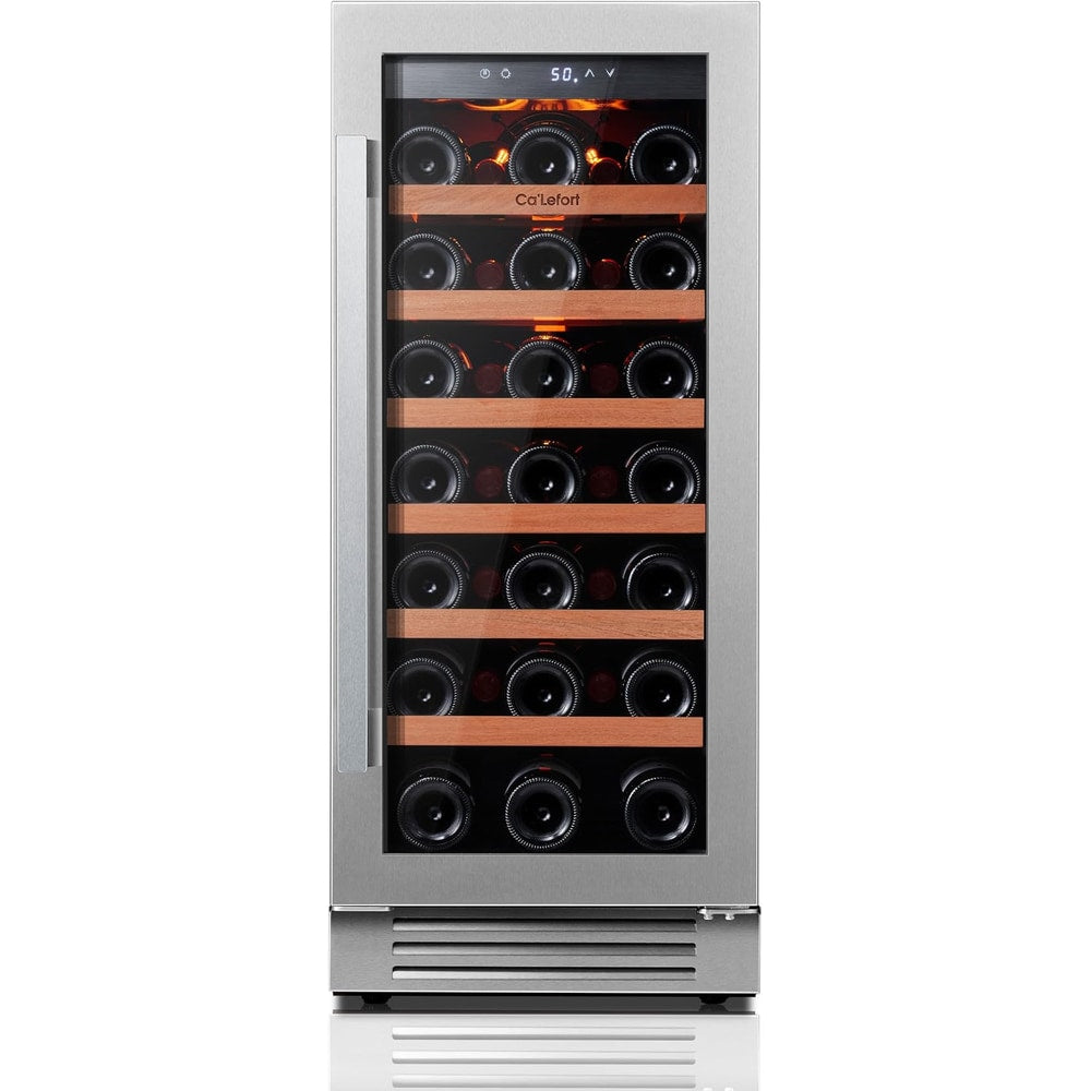Ca'Lefort 15 Inch Wine Fridge, 33 Bottle Wine Cooler Refrigerator, 40-65°F Wine Refrigerator Glass Door, 3 LED Wine Fridge, Built-in or Freestanding Wine Fridge for Home/Bar/Kitchen (3.0 cu.ft)