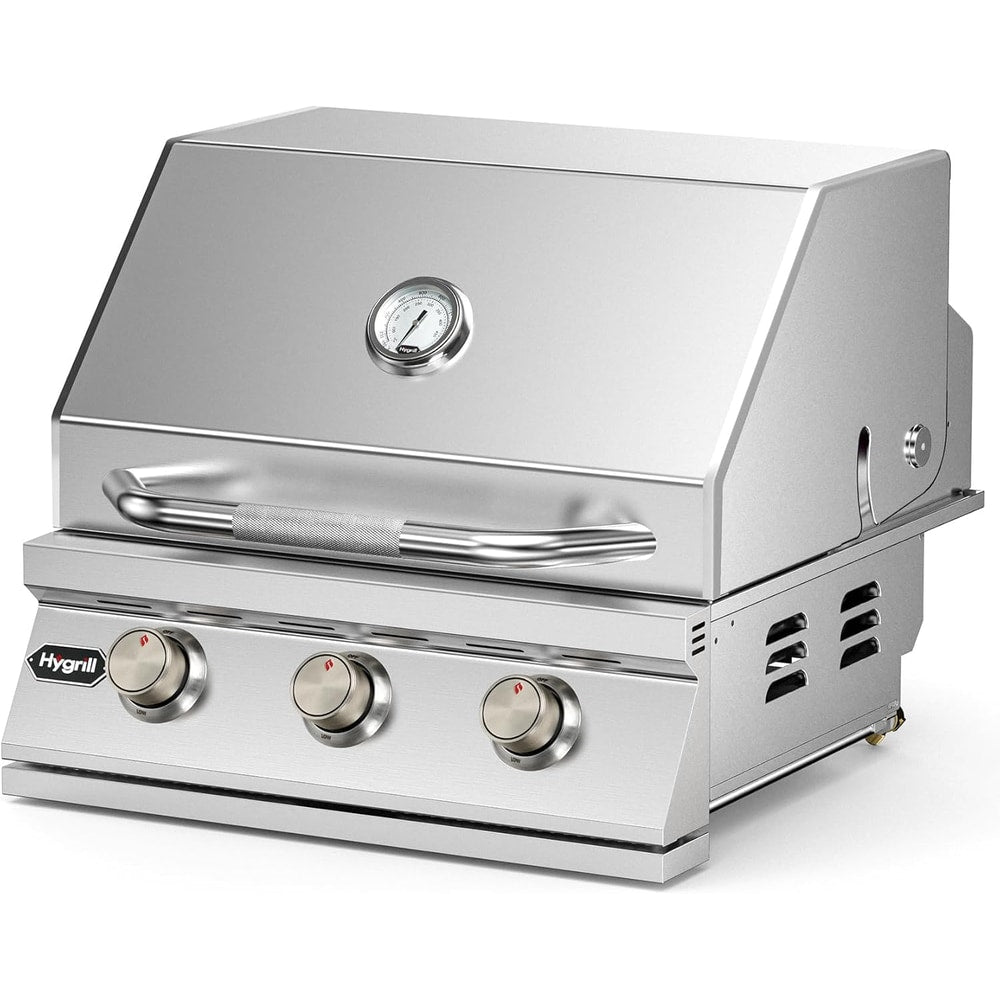 Hygrill Heavy Duty 3-Burner Built In Grill, Stainless Steel Grill Head for Outdoor Kitchen, Liquid Propane