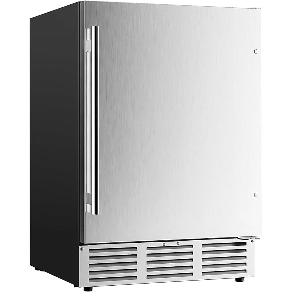 EUHOMY 24 Inch Beverage Refrigerator, Built-in and Freestanding Beverage Cooler 180 Can, Under Counter Beverage Fridge with Stainless Steel Door, Outdoor Refrigerator for Soda, Beer, Wine