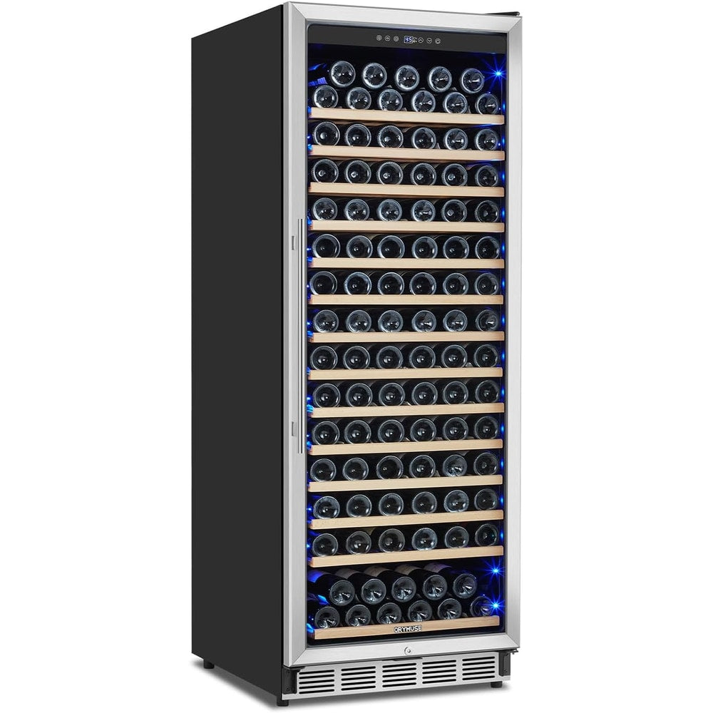 Freestanding 180 Bottle Wine Fridge - 24" Built-in Cooler with Upgraded Compressor Cooling and Intelligent Temperature Memory, Large Capacity Refrigerator