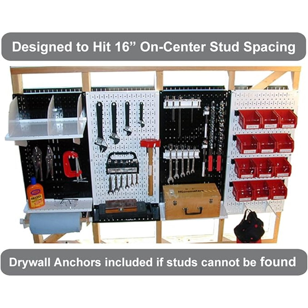 Wall Control Pegboard Organizer 4 ft. Metal Pegboard Standard Tool Storage Kit with Galvanized Toolboard and White Accessories