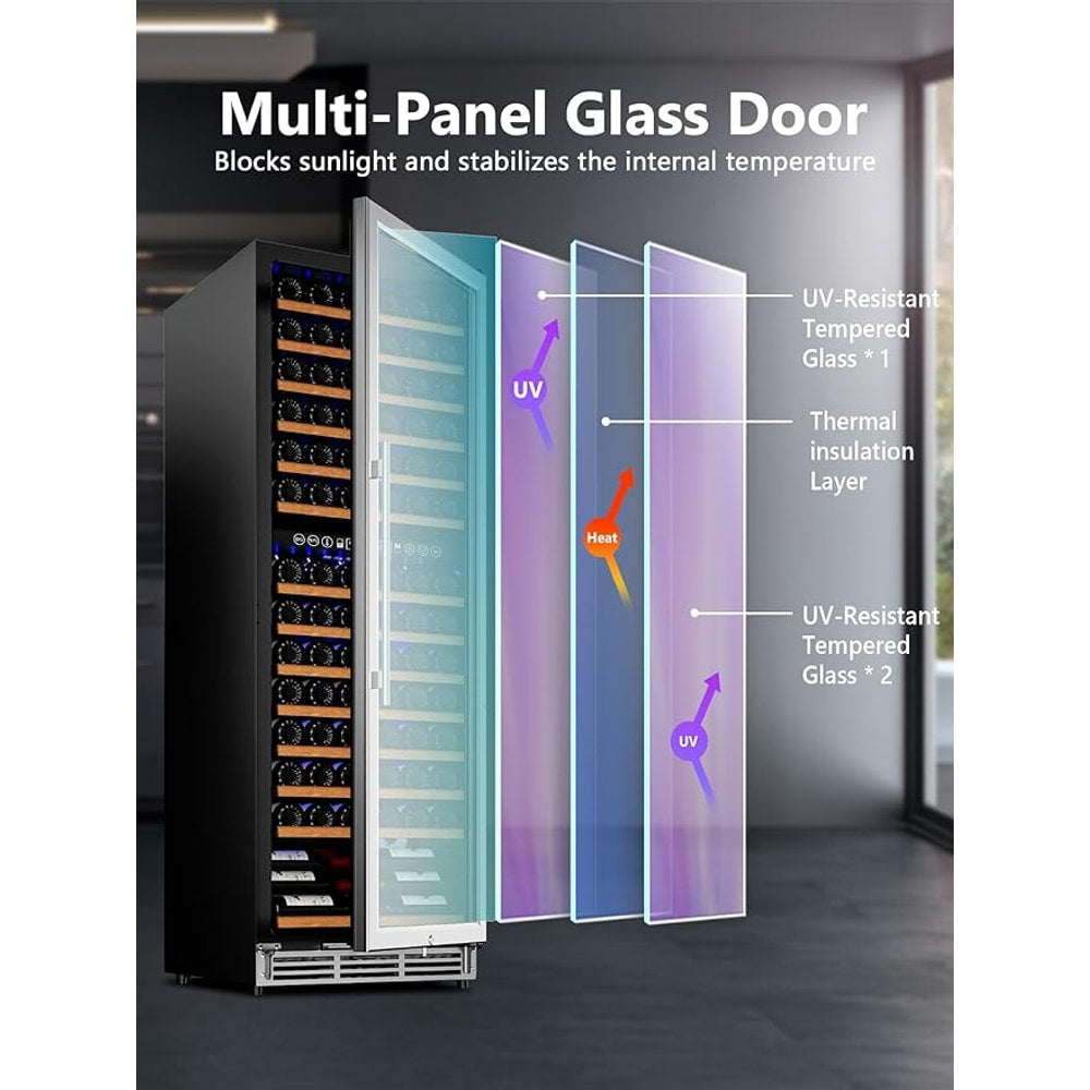 154 Bottle Wine Refrigerator, 24 Inch Wine Fridge Dual Zone with Adjustable Shelf, Wine Cooler with Double Pane Glass Door, Advanced Temp Control, Low Noise, Wide Large Wine Cooler Refrigerator