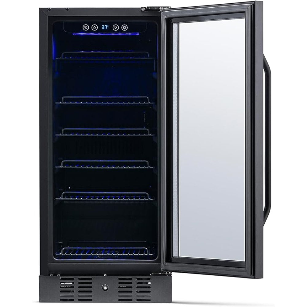 Newair 24" Wine and Beverage Refrigerator 20 Bottle and 70 Can Capacity, Built-in or Freestanding Cooler, Dual Zone Fridge in Stainless Steel with Splitshelf