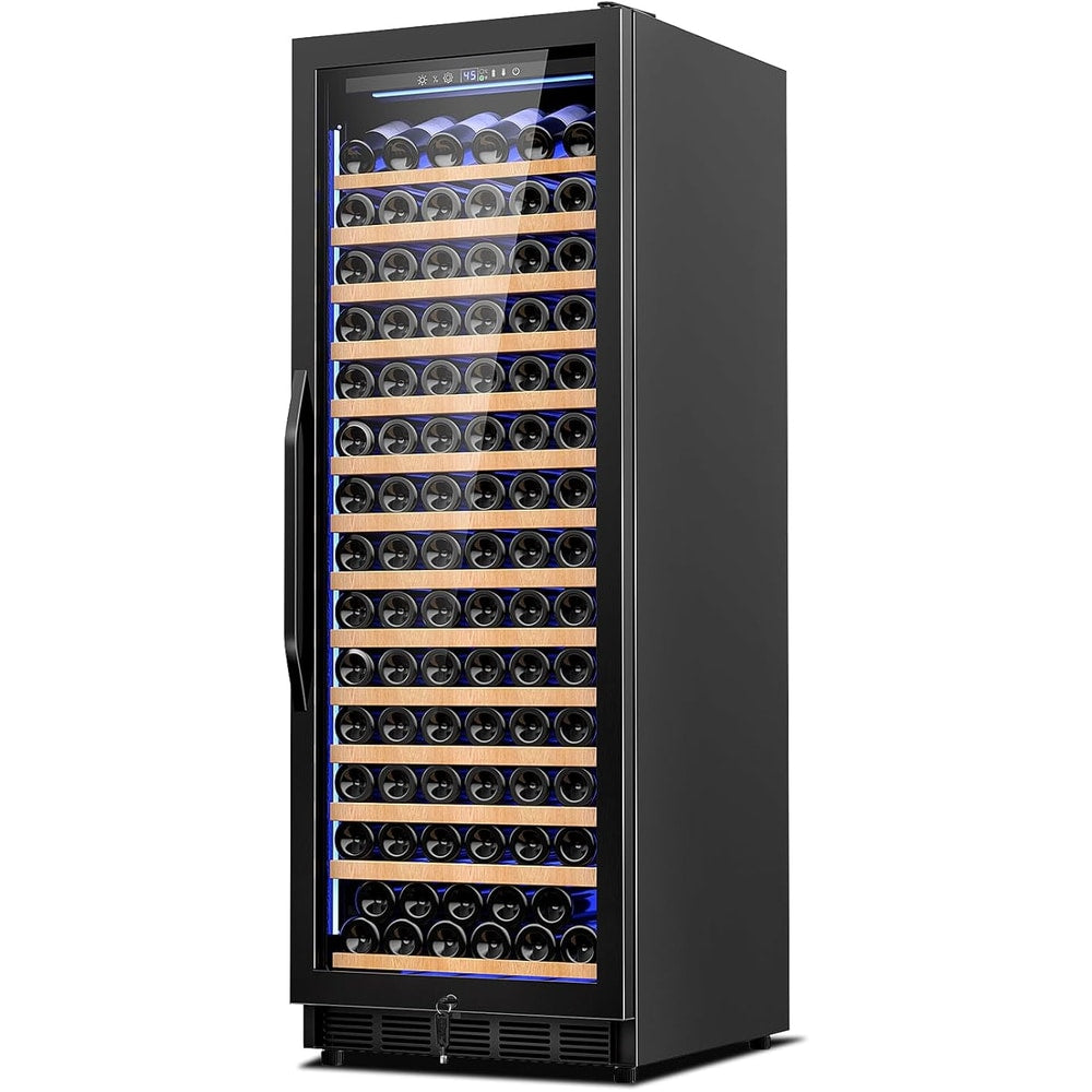 24 Inch Wine Cooler Refrigerator,179 Bottles Wine Fridge Large Capacity Professional Wine Cellars with Powerful Compressor,Quiet Operation and Elegant Design, Black