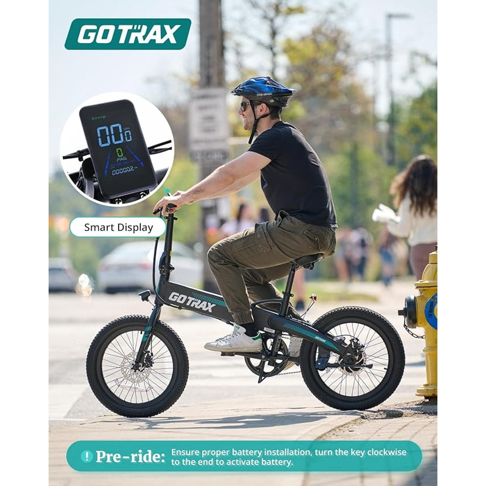 Gotrax 20" Folding Electric Bike with 40Miles (Pedal-assist1) by 48V Battery, 20Mph Power by Peak 500W, Adult Electric Bicycle with 5 Pedal-Assist Levels& LCD Display, Suitable for Commuting
