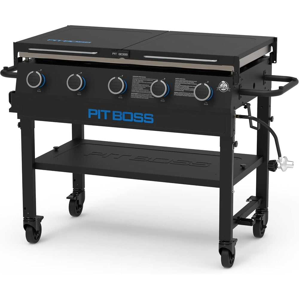 Pit Boss 11004 5-Burner with Folding Shelves Griddle, Black