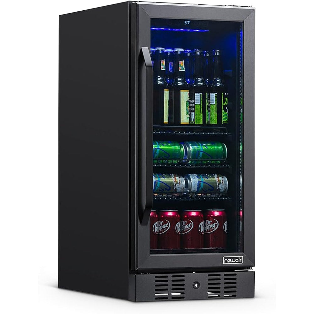 Newair 24" Wine and Beverage Refrigerator 20 Bottle and 70 Can Capacity, Built-in or Freestanding Cooler, Dual Zone Fridge in Stainless Steel with Splitshelf