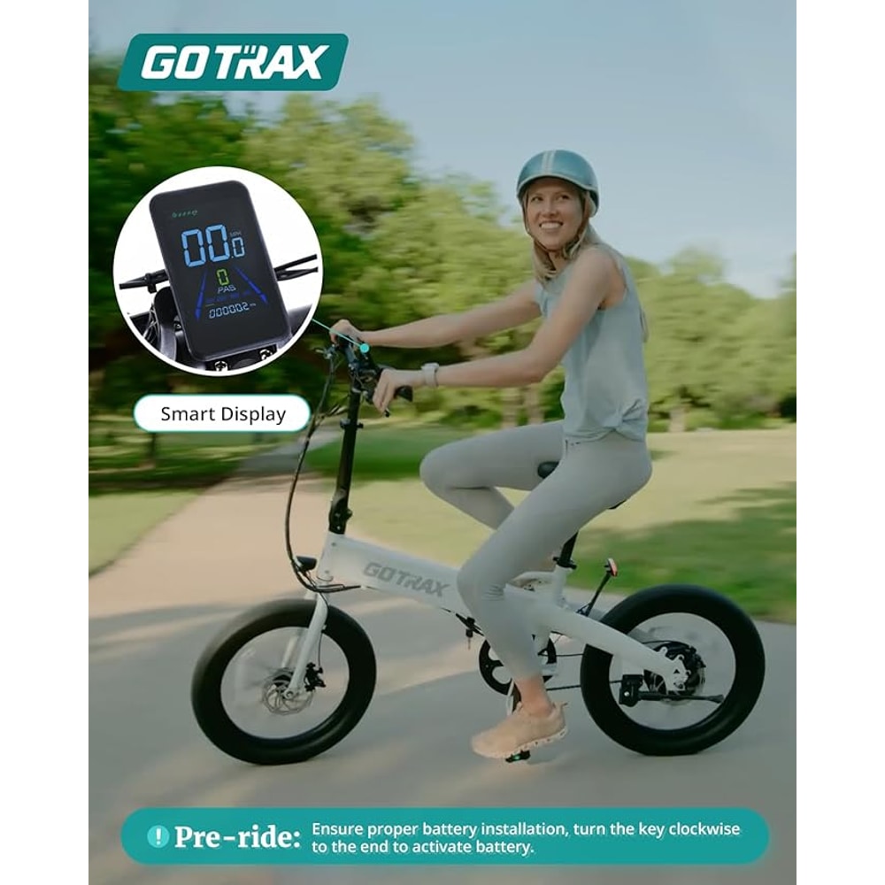 Gotrax 20" Folding Electric Bike with 40Miles (Pedal-assist1) by 48V Battery, 20Mph Power by Peak 500W, Adult Electric Bicycle with 5 Pedal-Assist Levels& LCD Display, Suitable for Commuting