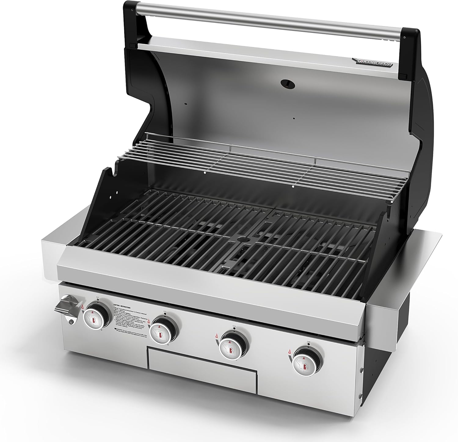 Brand-Man Gas Grill Built-In Head, 30-Inch 4-Burner Propane Grill, Natural Gas Convertible, Heavy Duty 304 Stainless Steel 40,000BTUs BBQ Island Outdoor Kitchen