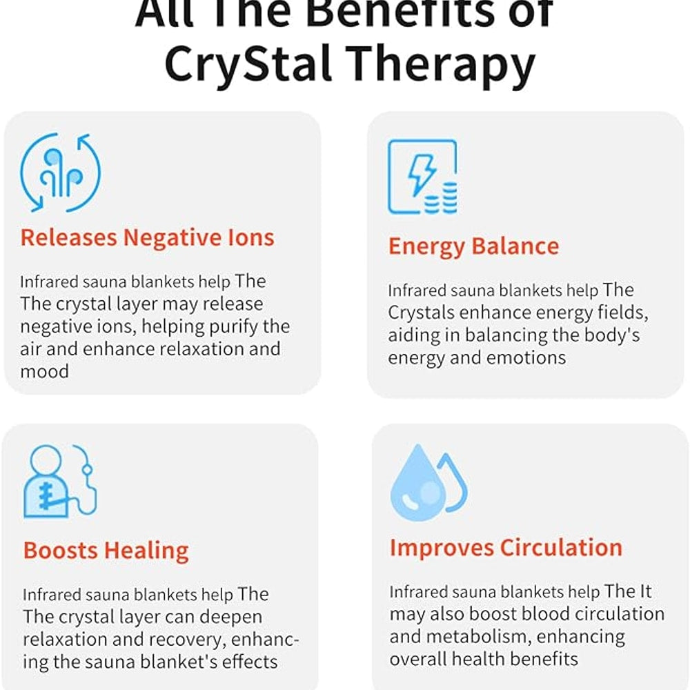 Low EMF Portable Infrared Sauna Blanket,Crystal Therapy Home Relaxation, Adjustable Timer 1-60 Min, 95-167℉ Temp Range, 6 ft x 2.95 ft, Durable PU Leather Cover