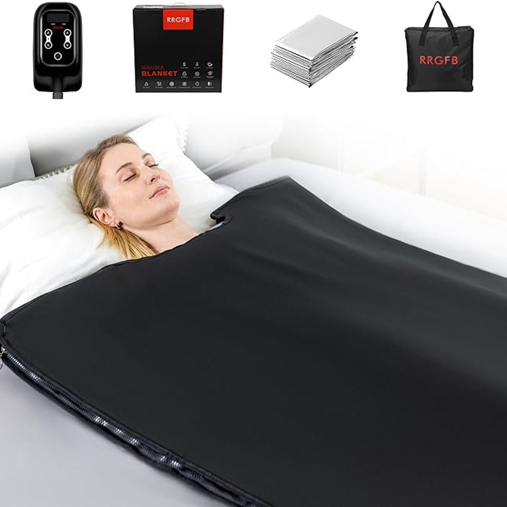 Low EMF Portable Infrared Sauna Blanket,Crystal Therapy Home Relaxation, Adjustable Timer 1-60 Min, 95-167℉ Temp Range, 6 ft x 2.95 ft, Durable PU Leather Cover